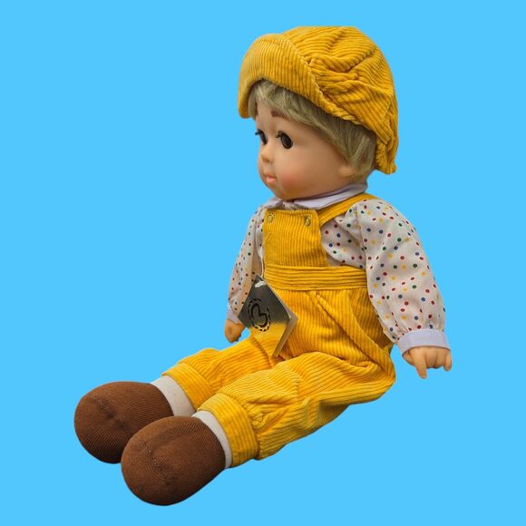 1984 Vintage 19" Vinyl Plush Boy Doll "Sunny" Mitchell Co Kansas Yellow Corduroy - Picture 7 of 11